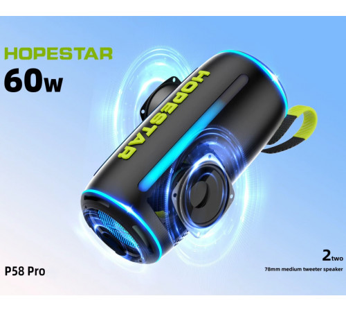 Колонка HOPESTAR P58 Pro RGB 60W, 8000mAh (26,9*12,6*12,6 см)