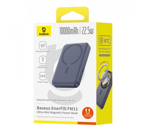 УМБ Power Bank Baseus EnerFill FM11 10000mAh 22.5W Ultra-Mini Magnetic з бездротовою зарядкою (P1008210E513-00)