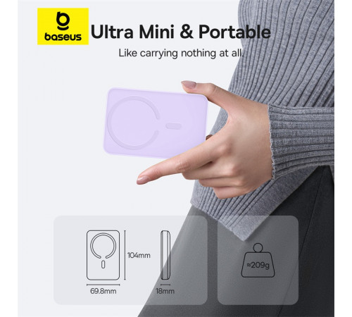 УМБ Power Bank Baseus EnerFill FM11 10000mAh 22.5W Ultra-Mini Magnetic з бездротовою зарядкою (P1008210E513-00)