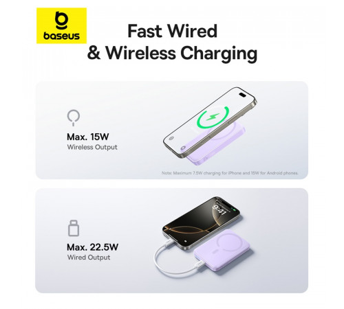 УМБ Power Bank Baseus EnerFill FM11 10000mAh 22.5W Ultra-Mini Magnetic з бездротовою зарядкою (P1008210E513-00)