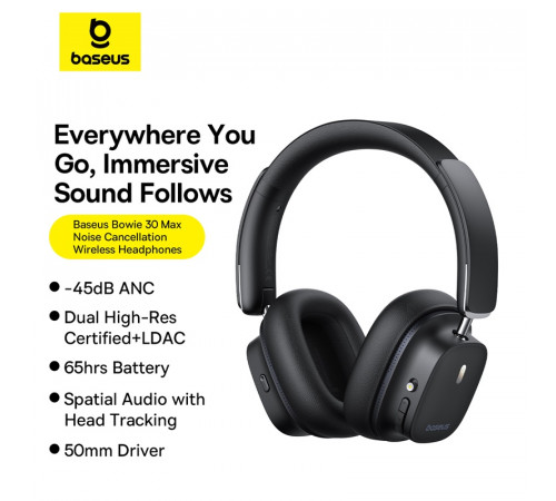 Навушники Baseus Bowie 30 Max Noise-Cancellation Wireless Headphones Cluster із шумопоглинанням (A00075500113-00)