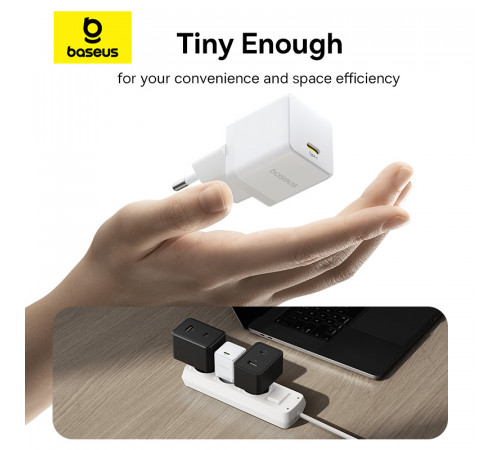 Мережевий зарядний пристрій Baseus Palm Fast Charger 1C 30W EU Moon White (P10111605213-00)