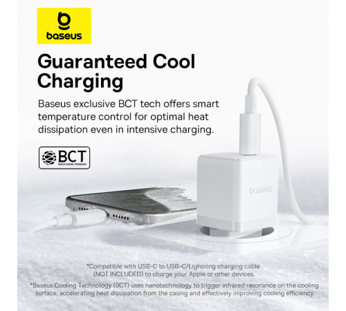Мережевий зарядний пристрій Baseus Palm Fast Charger 1C 30W EU Moon White (P10111605213-00)
