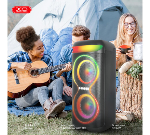Колонка XO F70 AC+DC Dual 6.5 RGB 40W Bluetooth (26,8*29,8*61,2 см)