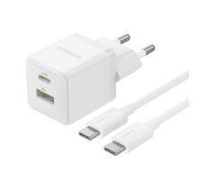 Мережевий зарядний пристрій з кабелем Baseus Palm Fast Charger C+U 30W EU Moon White (with USB-C to USB-C 60W (20V/3A) 1m Moon White) (P1011160A213-01)