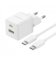 Мережевий зарядний пристрій з кабелем Baseus Palm Fast Charger C+U 30W EU Moon White (with USB-C to USB-C 60W (20V/3A) 1m Moon White) (P1011160A213-01)