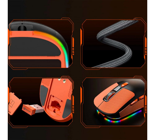 Мишка Games бездротова Meetion GW38 RGB 6 Keys, 8000dpi (Connector: Bluetooth+2.4G USB)