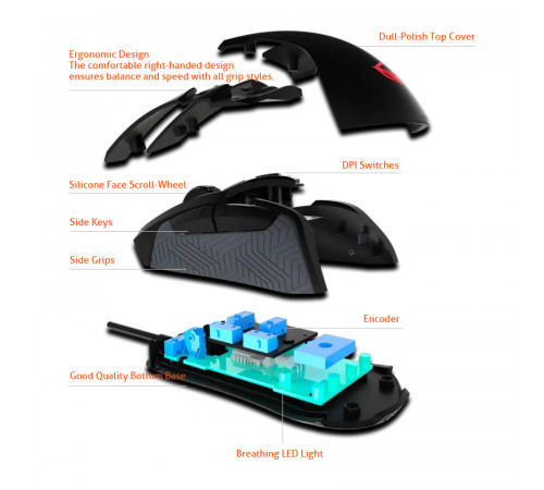 Мишка Games дротова Meetion G3360 RGB 6 Keys, 12000dpi