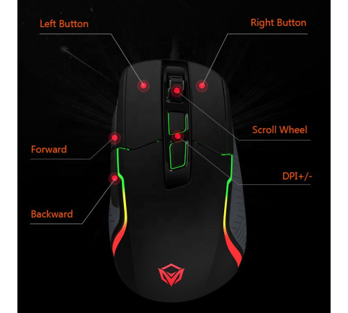 Мишка Games дротова Meetion G3360 RGB 6 Keys, 12000dpi