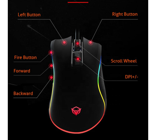 Мишка Games дротова Meetion G3330 RGB 3 Keys, 8000dpi