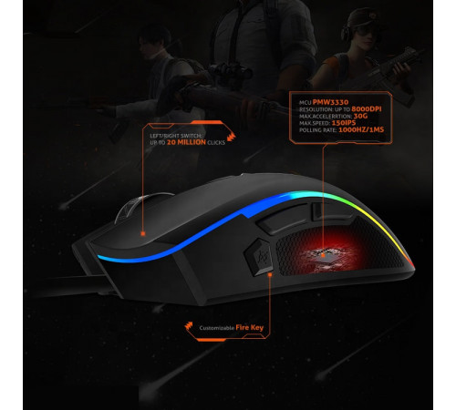 Мишка Games дротова Meetion G3330 RGB 3 Keys, 8000dpi