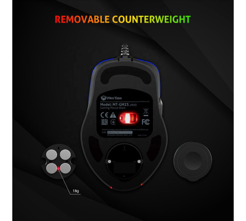 Мишка Games дротова Meetion GM23 2023 RGB 7 Keys, 12800dpi