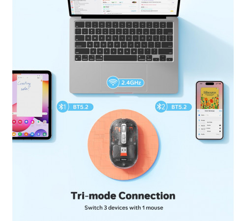 Мишка бездротова Meetion BTM005 2400dpi (Connector: Bluetooth+2.4G USB)