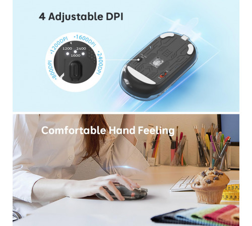 Мишка бездротова Meetion BTM005 2400dpi (Connector: Bluetooth+2.4G USB)