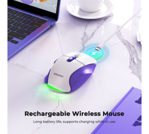 Мишка бездротова Meetion BTM001 RGB 7keys, 2400dpi (Connector: Bluetooth+2.4G USB)