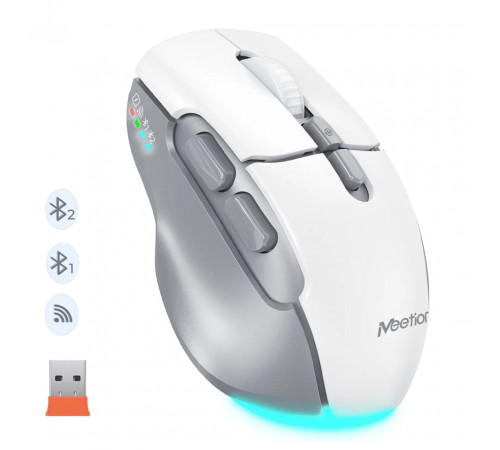 Мишка бездротова Meetion BTM001 RGB 7keys, 2400dpi (Connector: Bluetooth+2.4G USB)