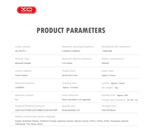 Бездротові навушники XO X42 Pro 6th Generation Smart Screen