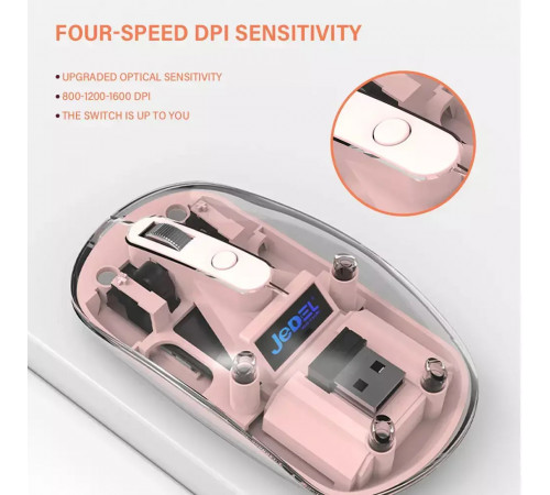 Мишка бездротова Jedel WD131P з 2ма режимами підключення (2,4 ГГц і Bluetooth), 300mAh (DPI:800-1600)