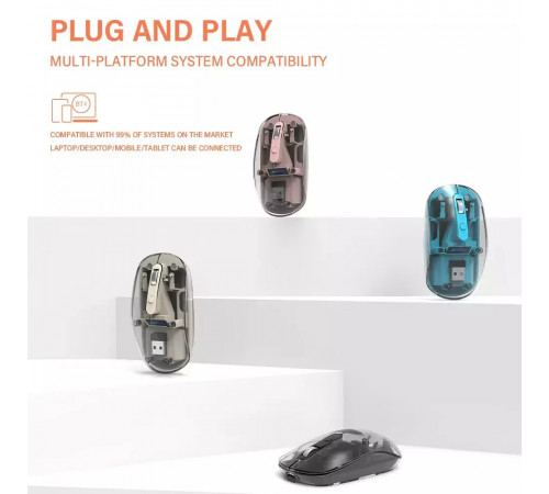 Мишка бездротова Jedel WD131P з 2ма режимами підключення (2,4 ГГц і Bluetooth), 300mAh (DPI:800-1600)