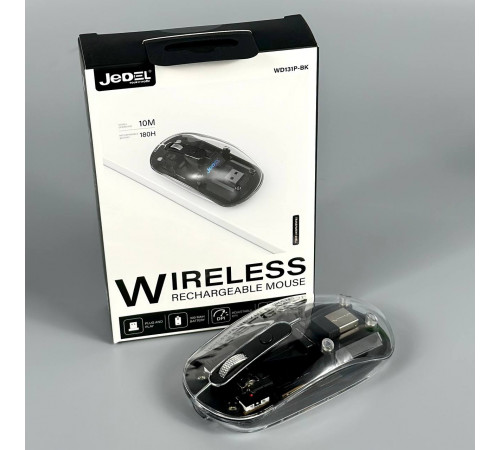 Мишка бездротова Jedel WD131P з 2ма режимами підключення (2,4 ГГц і Bluetooth), 300mAh (DPI:800-1600)