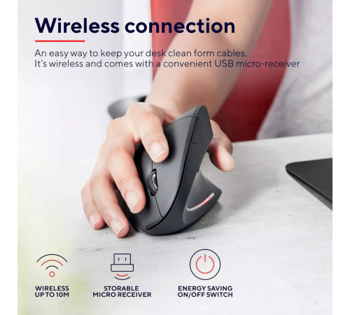 Мишка бездротова вертикальна Jedel W925 6D з підсвічуванням (DPI:1000-1600)