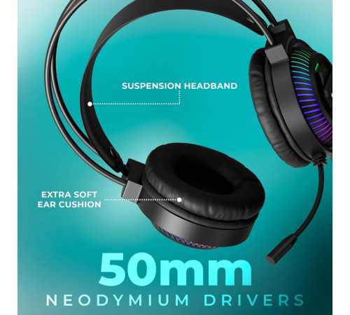 Навушники комп'ютерні дротові Jedel GH-558 Gaming RGB з мікрофоном (3.5mm*2+USB) (1.8m)