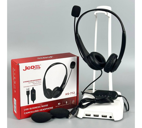Навушники комп'ютерні дротові Jedel HS712 з мікрофоном (USB) (1.7m)