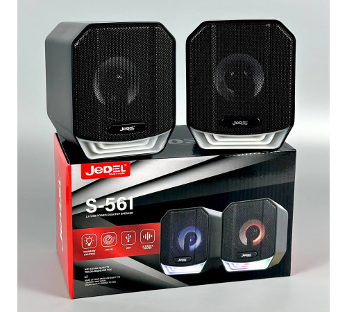 Колонка комп'ютерна Jedel S-561 з RGB підсвічуванням (USB+3.5mm) (21,5*11,5*13,0 см)