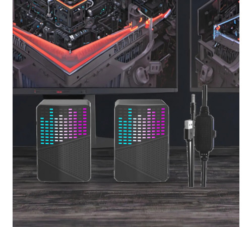 Колонка комп'ютерна Jedel S576 з RGB підсвічуванням (USB+3.5mm) (6,7*6,7*9,9 см)