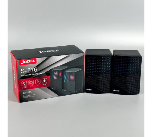 Колонка комп'ютерна Jedel S576 з RGB підсвічуванням (USB+3.5mm) (6,7*6,7*9,9 см)