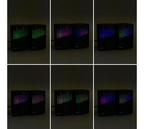 Колонка комп'ютерна Jedel S576 з RGB підсвічуванням (USB+3.5mm) (6,7*6,7*9,9 см)
