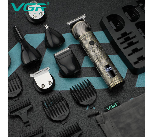 Чоловічий набір VGR V-106 Profession 6в1 (машинка для стрижки, триммер для носа, бритва)