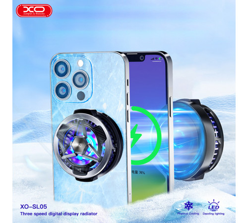 Охолоджувач для телефону XO SL05 з цифровим дисплеєм та бездротовою зарядкою (магнітний+затискач)