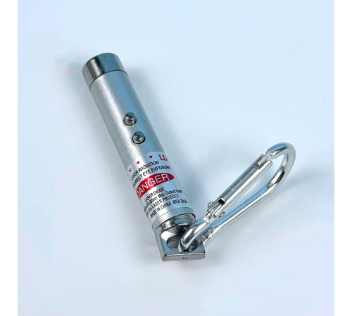 Лазерна указка 117 (ліхтарик, 2 LED, 3 акумулятори LR44, з карабіном)