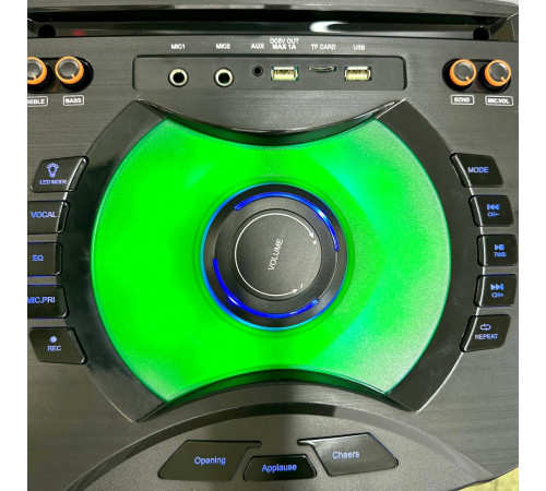 УЦІНКА Колонка VIP JT-1210 з RGB-підсвічуванням та 2-ма мікрофонами (40,5*40,2*109,5 см) (тріщина на верхній частині)