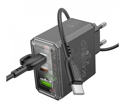 Мережевий зарядний пристрій Borofone BAS34A Treasure PD65W+QC3.0 Type-C to Type-C