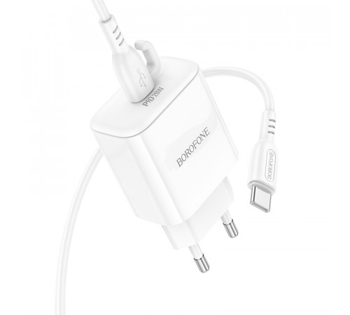 Мережевий зарядний пристрій Borofone BA81A PD20W Type-C to Type-C
