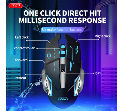 Мишка комп'ютерна дротова XO M10 Gaming 6-кнопкова