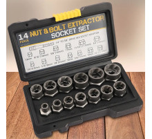 Набір інструментів для видалення ударних болтів та гайок, 14 шт.  Nut extractor ES-14 (50)