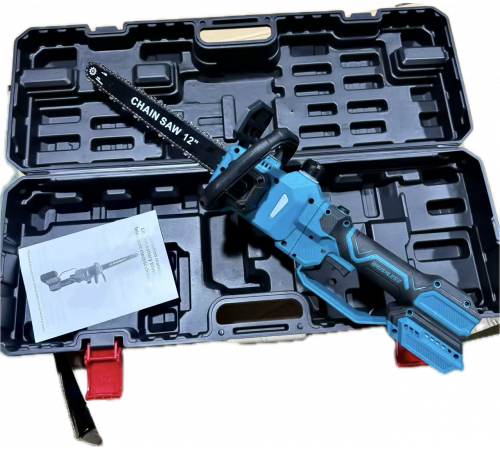 Акумуляторна Пила 12 Дюймів СИНІЙ НОВА chainsaw 0303 (4)