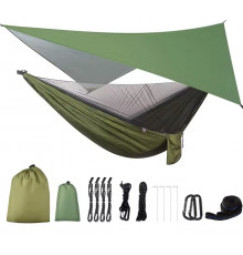 Гамак для кемпінгу з брезентом від дощу та москітною сіткою, з ременями для дерев, 5232 (25)