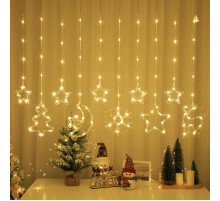 Гірлянда Штора 10 Тепла Usb ЗІРКИ+ Ялинка+ сніжинка + місяць І SF-42 код-3598 (50)
