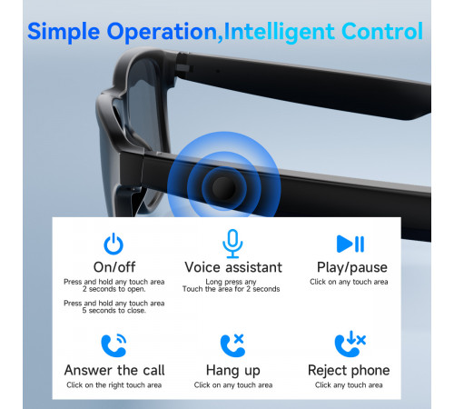 Смарт-окуляри XO E9 Weiqi Audio Bluetooth+UV Protective (3.7V, 80mAh*2)