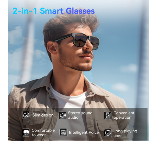 Смарт-окуляри XO E9 Weiqi Audio Bluetooth+UV Protective (3.7V, 80mAh*2)