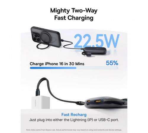 УМБ Power Bank Baseus EnerFill FC21 Qpow 3 Ultra 10000mAh 22.5W (with cable Type-C to Lightning) (E0027L00)