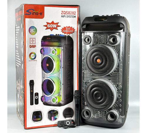 УЦІНКА Колонка Sing-e ZQS8282 RGB з мікрофоном та пультом 60W, 5000mAh (73,0*32,5*32,0 см) (тріщина на ручці)