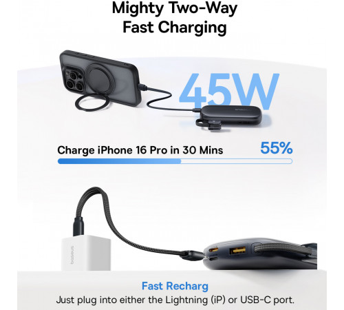 УМБ Power Bank Baseus EnerFill FC21 Qpow 3 Ultra 10000mAh 45W (with cable Type-C to Lightning) (E0027Q00)