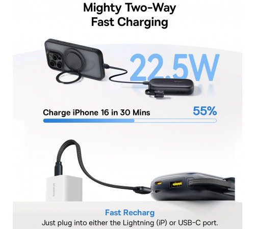 УМБ Power Bank Baseus EnerFill FC21 Qpow 3 Ultra 20000mAh 22.5W (with cable Type-C to Lightning) (E0027M00)