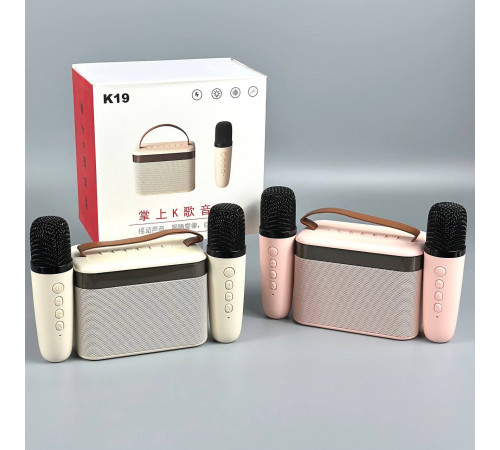 Колонка K19-2 з 2-ма мікрофонами, Bluetooth, SD, FM та підсвіткою (12,5*9*7,5см)