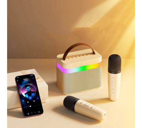 Колонка K19-2 з 2-ма мікрофонами, Bluetooth, SD, FM та підсвіткою (12,5*9*7,5см)